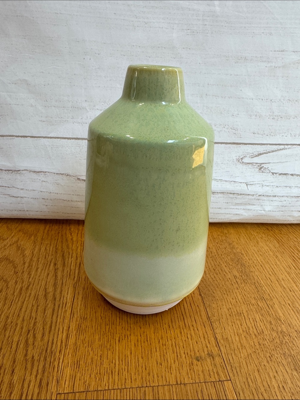 Green Ombre Ceramic Vase - 9 " tall by 1" diameter opening